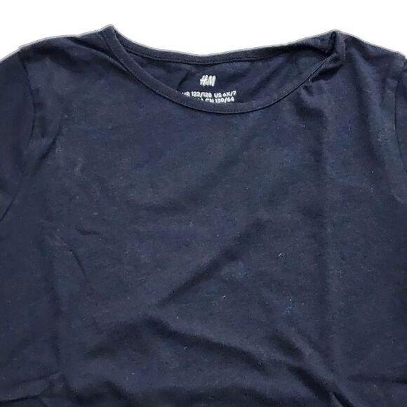 H&M Girls Navy Blue Cotton Layering or Undershirt T-shirt Top Size 6x/7 - Picture 2 of 3